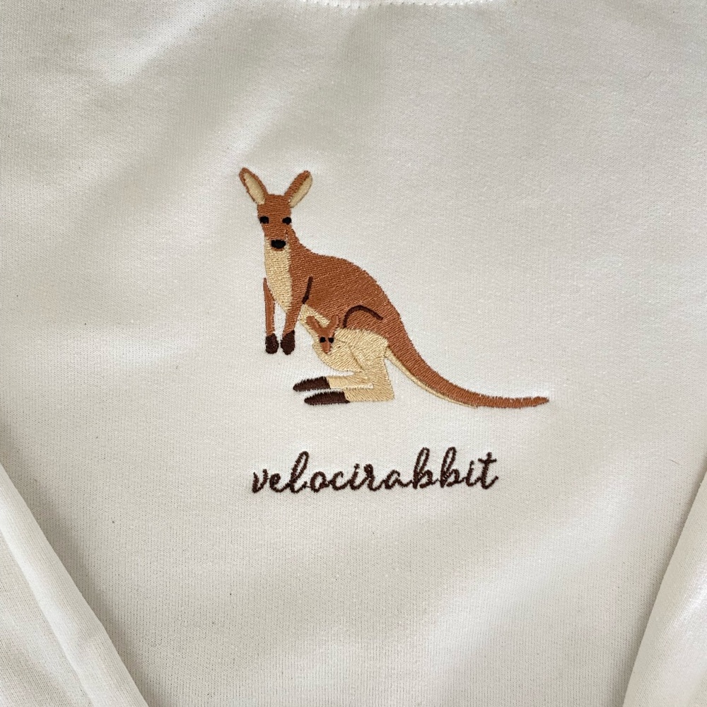 Velocirabbit (kangaroo) Embroidered Sweatshirt